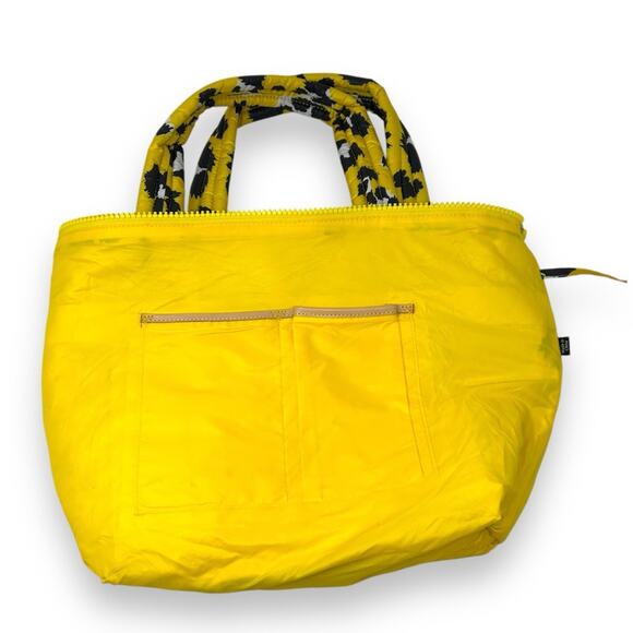 MZ Wallace Sutton Deluxe Medium Woven Quilted Crossbody Tote Bag Yellow Leopard - Picture 8 of 10